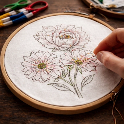 textile Sketcher use emroidery making hand.