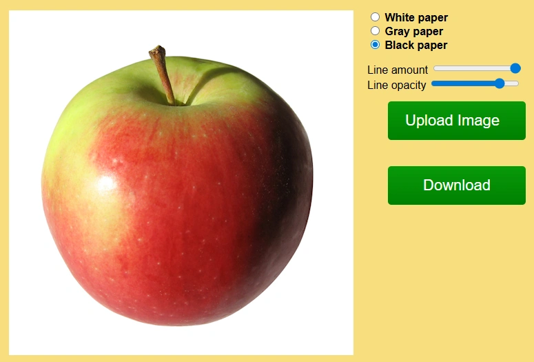 Webp animation showing Sketcher paper tone options with reference photo of an apple.